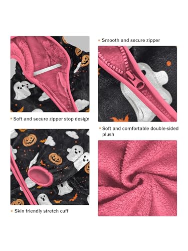 Cute Ghosts Pumpkins Girls Fleece Jacket Girls Jacket Girl Coats Zip Up Hoodie Children Outerwear 2-3T3
