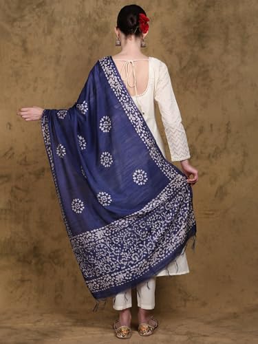 Women's Art Silk Dupatta with Printed Pattern Ethnic Print Design Stole, Chunni for Girls3