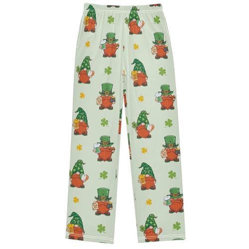 Boy's Pants Gnomes Ireland Flag Jogger Pants Elastic Waist Long Bottoms Trousers with Pockets 6-14 Years