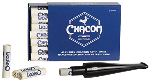 Chacom 1 Box of 40 9mm Activated Charcoal Filters for Pipes or Cigarettes - 1004