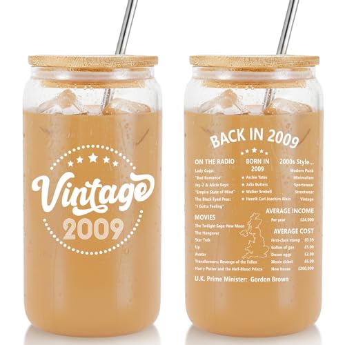 CoCoCherry Sweet 16th Birthday Gifts Girls - Happy 16th Birthday Gifts Coke Cup, Glass Mug, Funny 2009 Travel Mug for Girls, Daughter, Sister