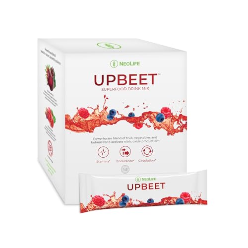 Image of NeoLife UPBEET Drink Mix - Nitric Oxide Blend with Beet Root Powder, Kale, Pomegranate, Super Beets, Moringa & Black Ginger, Blood Pressure Supplements, Mixed Berry Flavor, 30 Sticks