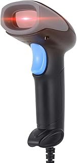 Eacam 1D Laser Barcode Scanner Wired Bar Code Reader With Buzzer and LED Indication Manual/Automatic Trigger USB Port Support Laptop Computer for Supermarket Retail Library Logistics Warehouse