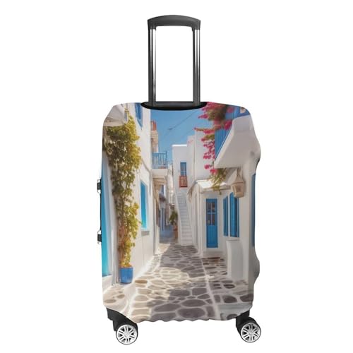 Greece Street Luggage Cover Protector - Travel Suitcase Sleeve with Dual-Sided Prints, Universal Fit 18-32 Inch, Washable Anti-Scratch Travel Baggage Cover L4