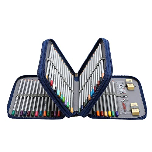 Image of Portable Colored 72 Slots Pencil case Organizer with Printing Pattern for Watercolor Pens or Markers, Pencil Case Organizer for Artist