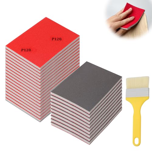 Hexizexi 28 Pcs Grits Sanding Sponge Set P120-P4000 Flexible Foam Filled Sanding Pads Washable and Reusable Wet and Dry Blocks Sandpaper Sheets for Wood Metal Paint Models Furniture Polishing
