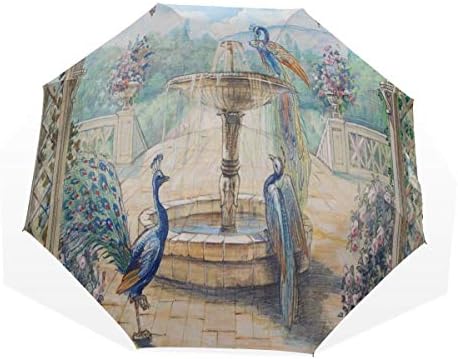 Windproof Umbrella Compact Precious Peacock And Rose Flower Home Garden Lansc Windproof Travel Size Umbrellas For Women Rain & Wind Resistant Compact And Lightweight For Business And Travels