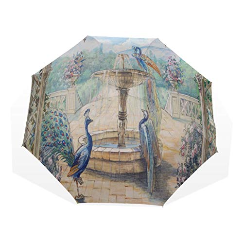 Windproof Umbrella Compact Precious Peacock And Rose Flower Home Garden Lansc Windproof Travel Size Umbrellas For Women Rain & Wind Resistant Compact And Lightweight For Business And Travels #TOP2