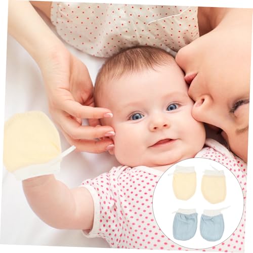 2 Pairs of Anti-Scratch Baby Gloves Breathable Cotton Infant Mittens Drawstring Design for Newborns and Toddlers Lightweight and Comfortable2
