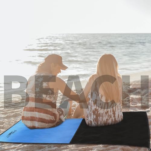 Frelaxy Pocket Picnic Blanket, Waterproof Sandproof Beach Mat, Compact Camping Tarp for Festivals, Hiking, Travel, Outdoor Recreation (Blue, 28\'\' x 47\'\')