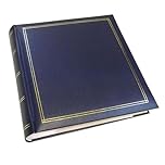 walther Design Photo Album Blue 200 Photos 13 x 18 cm Memo Slip-in Album Imitation Leather with Embossing, Monza ME-139-L