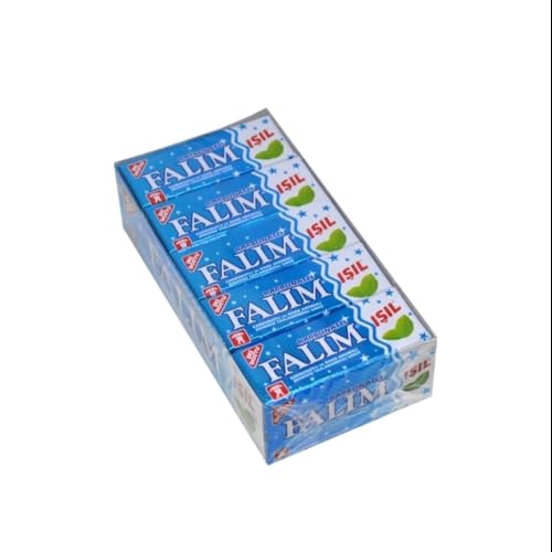 Falim Sugarless Plain Gum with Carbonate, 100 unidades (5 x 20 unidades), goma de mascar natural sin azúcar con ácido carbónico, botón de refrescamiento, frescor de larga duración, frescor fresco,