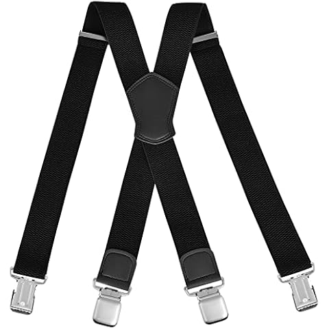 ACWOO Mens Braces, Mens Suspenders/Braces with 4 Very Strong Metal Clips, Heavy Duty Suspenders Adjustable Elastic X-Shape Trousers Braces, One Size Fits All Men and Women (A) Cover