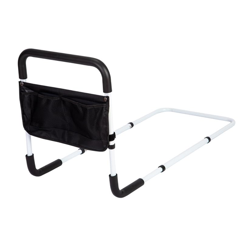 YFFSFDC ベッドガード大人介護用サイドレール ベッド柵用 起き上がり補助・落下防止・収納ポケット付き折りたたみ式サイドレール ベッド手すりアシストバー （白）