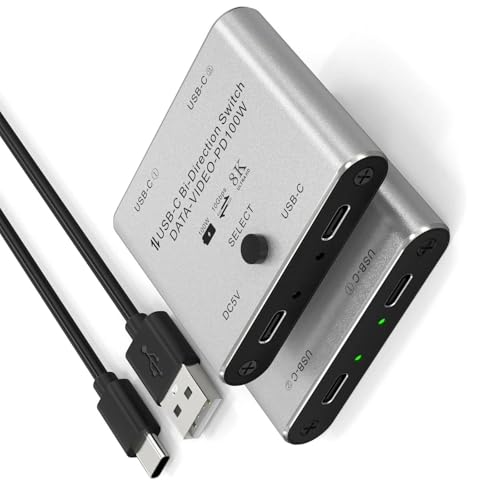 JUYAXIN �o����USB C�X�C�b�`���[ USB C KVM�X�C�b�` 8K@60Hz/4K@144Hz 1080P@165Hz�r�f�I�]��100W�[�d�\�͗p