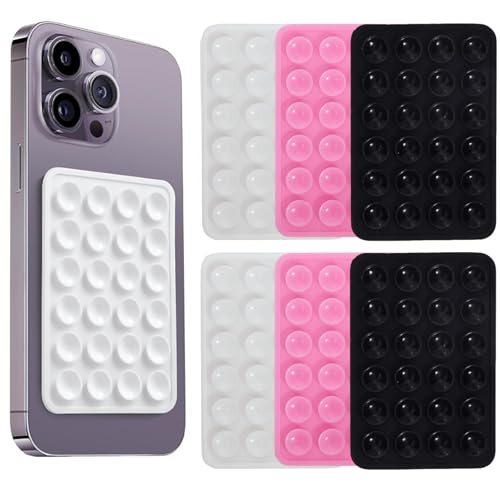 Jidyllic Phone Suction Pad,6 Pcs Silicone Suction Phone Case Mount sticky phone holder phone case suction pad Sticky Phone Holder Case for Wall