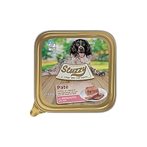 Stuzzy Mister, Nourriture Humide pour Chiens Adultes, saveur Jambon, pâté et Viande en Morceaux – Total 3,3 kg (22 Pots x 150 g)