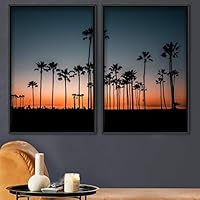 2 Piece Framed Canvas Wall Art Palm Tree Canvas Prints Home Artwork Decoration for Living Room,Bedroom - 16