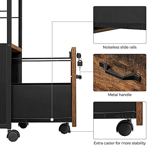 Vasagle Filing Cabinet For Home Drawer And Wheels, Office Furniture,Suspended Folder, A4 And Letter Sized Documents, Brown #TOP6