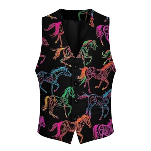 Rainbow Un-icorns Men's Suit Vests Business Formal Dress Vest V-Neck Waistcoat for Wedding Casual4