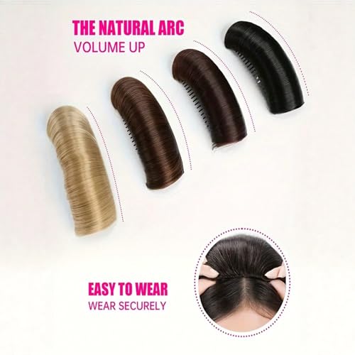 Charming Invisible Hair Bun Wig Clip, Heightening Hairstyle Invisible Hair Pad to Increase Volume for Women and Girls, Puff Hair Accessories (Black) - Thumbnail 6