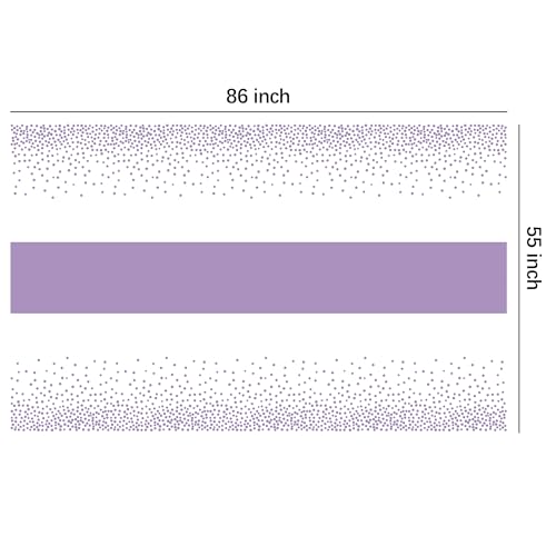 Image of White and Purple Party Decorations Tablecloth, 3 Pack Disposable Purple Dot Table Cover Printed Table Runner for Birthday Baby Bridal Shower Wedding Anniversary Graduation, 86in x 55in