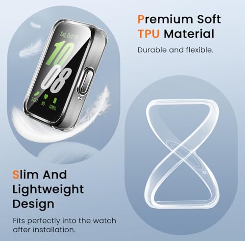 ivoler 3 Stücke Hülle mit Schutzfolie für Samsung Galaxy Fit 3, Vollständige Abdeckung Stoßfest Kratzfest Schutzhülle Ultradünne Weiche TPU Displayschutz Case, Transparent