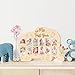 R HORSE My First Year Photo Frame - One Year of Baby Photo Board with Cute Elephant Shape, Monthly Milestone Wood Picture Display Milestone Picture Frame Nursery Baby Shower Party Decor Gift Supply