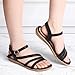 SERASTAR Flat Sandals for Women Dressy - Black Cushioned Summer Sandals - Comfortable Walking Ankle Strap Womens Flats Sandal Size 8.5