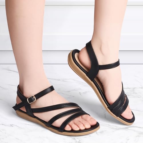 Image of Flat Sandals for Women Dressy - Comfortable Summer Strappy Sandal