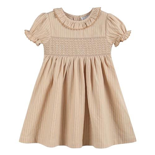 Baby and Girls Pinstripe Smocked Ruffle Collar Dress