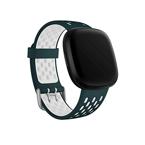Seleek �����p�o���h Fitbit Versa 3 / Versa 4 / Sense/Sense 2�Ή� �V���R�� ���߉\ �N���V�b�N�A�N�Z�T���[ ���X�g�o���h �t�B�b�g�l�X�X�g���b�v ���f�B�[�X �����Y (L�T�C�Y�A�X���[�g+�z���C�g)