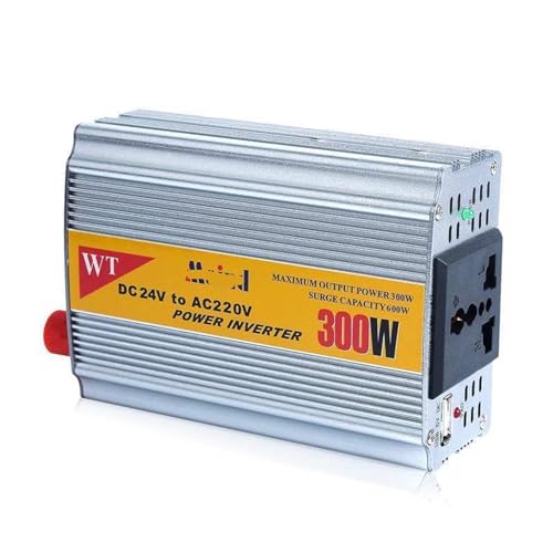 Onduleur 300W 12V 24V vers 220V 110V avec pinces crocodile et port USB pour voiture