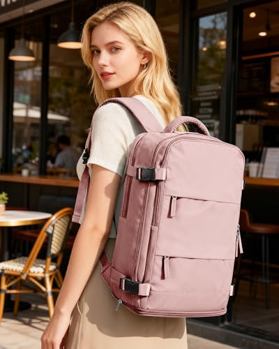 Image of coofay Personal Item Travel Backpack for Women Airline Approved Carry on Backpack Flight Approved Waterproof Sports Luggage Backpack Casual Daypack Small Hiking Backpack Pink Backpack