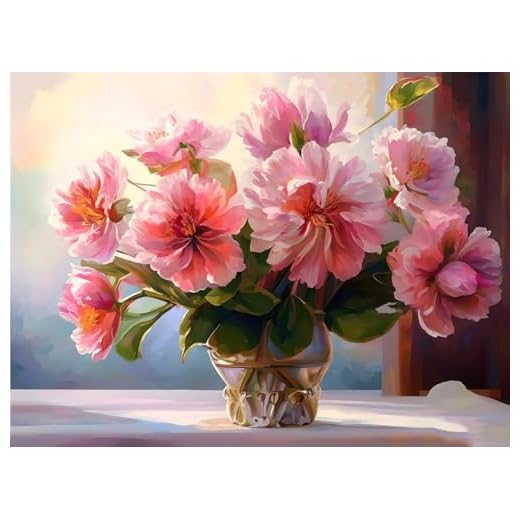 Peinture par Numéros pour Adulte Fleurs vase, Activité Manuelle Kit de Peinture à l'huile sur Toile Bricolage pour Enfant avec pinceaux Peinture de Dessin de Pigment Acrylique, 90x120cm L-702