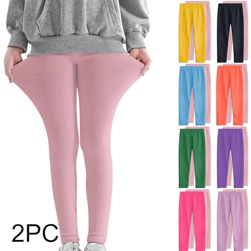 Girls Leggings 2 Pack Teens Stretchy Dance Yoga Pants Kids Full Length Basic Solid Daily Ballet Tights2