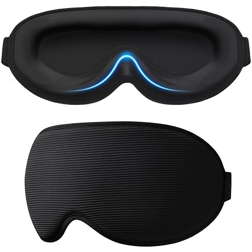 Gritin 100% Anti-Luz Antifaz para Dormir, Máscara Dormir para Mujer y Hombre, Sin Presión Ocular para Durmientes de Lado - con Correa Ajustable y Tapones, Ultrasuave y Cómodo para Dormir, Viajar