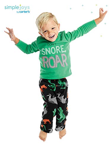 Simple Joys By Carter's Toddler Boys' 4-Piece Loose-Fit Fleece Pajama Set, Dinosaur, 3T #TOP2