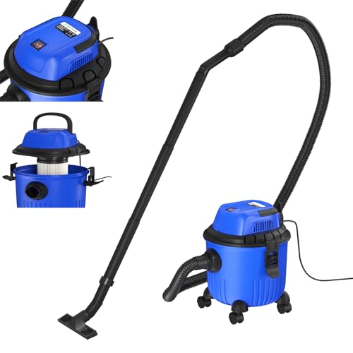AUTOFU Aspirateur Eau et poussière 2000W (bac Plastique 15L, raccord de soufflage, Tuyau d'aspiration, suceur Sol/Crevasse, filtres lavables, 4 roulettes, Brosse à Sol) 3 Ans de Garantie, Bleu