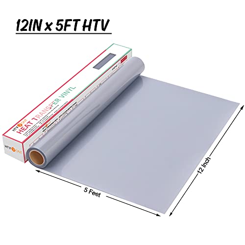 Htvront Htv Vinyl Rolls Heat Transfer Vinyl - 12" X 5Ft Silver Htv Vinyl For Shirts, Iron On Vinyl For All Cutter Machine - Easy To Cut & Weed For Heat Vinyl Design (Silver) #TOP6