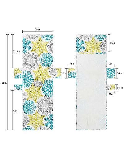 Multi Snowflake, Beach Lounge Chair Towel Cover, Soft Chaise Lounge Towel with Side Pockets Patio Pool Chairs Cover for Beach/Pool Sunbathing 29x85 Merry Christmas Turquoise Yellow Grey Winter