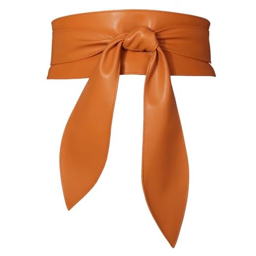 Kawailay Cinto feminino Obi Couro PU Cintura Larga Cinto Envolvente Cinto Laço Nó Cinta Cinta Espartilho Faixa de Cintura para Vestido - Marrom, Marrom, Tamanho Único