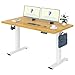 Produktbild FLEXISPOT Höhenverstellbarer Schreibtisch 140×80cm, mit Haken und 25mm EINTEILIGER Tischplatte, ergonomischer Schreibtisch mit LED-Höhenanzeige und Memory-Funktion (Ahorn, Weiß)