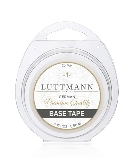 LUTTMANN® Zweithaar BASE Tape Klebeband - Unterklebeband Reparaturband 25 mm x 5,50 m für Perücken, Tüllansätze, Haarsysteme, Full Lace Wig, Haarteile, Toupets Cover