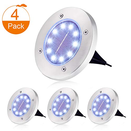 WZTO Lampe Solaire Extérieur 4 Pack 10 Leds Spot Exterieur Led Encastrable IP65 Spot Solaire Extérieur Sol Lumière Solaire Extérieur Led Jardin pour l'extérieur, Terrasse, Pelouse, Cour