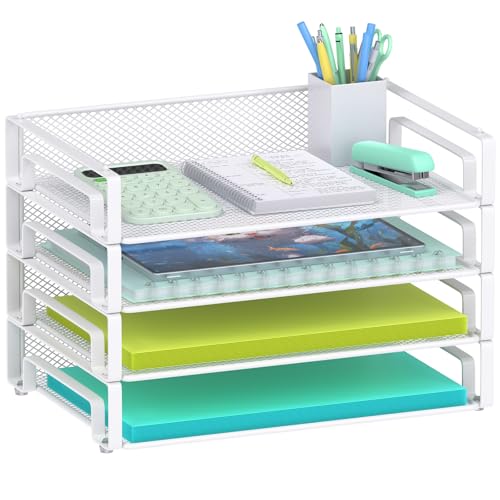 Samstar Organizador de Mesa em Camadas Branco para Papel