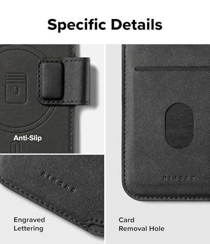 Image of Ringke Folio Wallet Magnetic for iPhone 17 Pro [Compatible with MagSafe Case] Detachable Slim PU Leather Grip Card Holder Wallet Flip Cover for Flat Back Magnetic Case Back Cover - Black