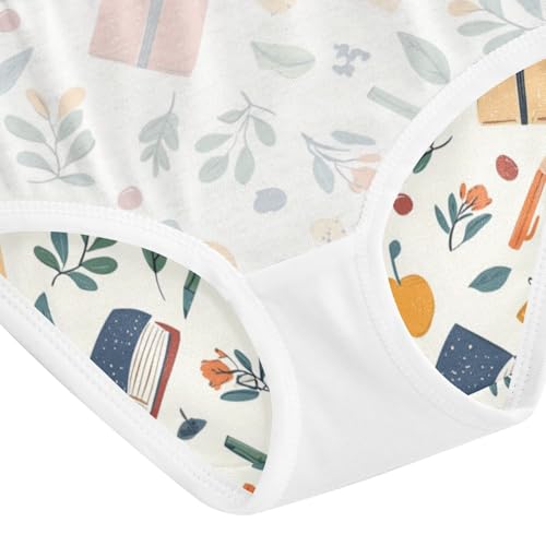 ZZKKO Books Pens Leaves Girls Underwear Toddler Panties for Girls Comfort Brief Size 8Y4