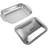 MOBUTOFU Rechteckige Bratform aus Edelstahl Rostfrei und Extra Ofenfeste Grillpfanne für Backofen und Grill für Familienfeiern und Restaurantgebrauch 40cm Länge
