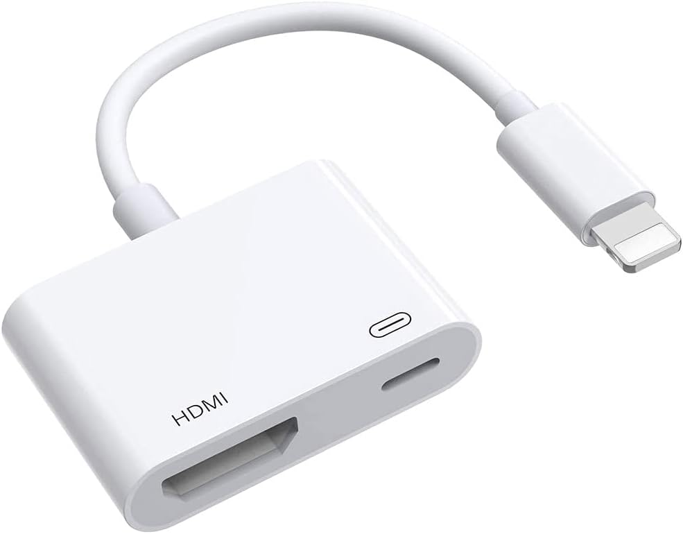 Apple Lightning to Digital AV Adapter,1080P Lightning to HDMI Video & Audio Sync Screen HDMI Connector Support iPhone 12/11/XR/Xs/X/8/7 Plus,iPad to TV Projector Monitor Support All iOS,Plug and Play